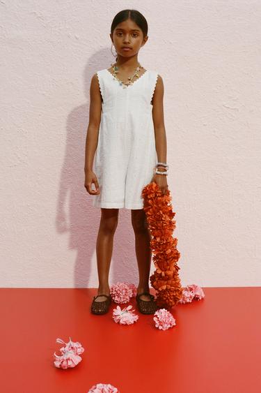 SWISS EMBROIDERY PLAYSUIT - Oyster-white by Zara