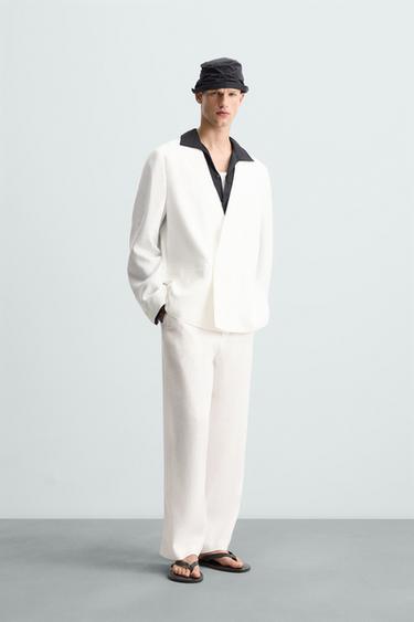 PANTALÓN TRAJE 100% LINO - Blanco de Zara - Imagen 0