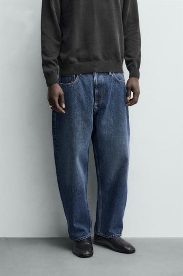 TAPERED WIDE-LEG JEANS - Blue by Zara