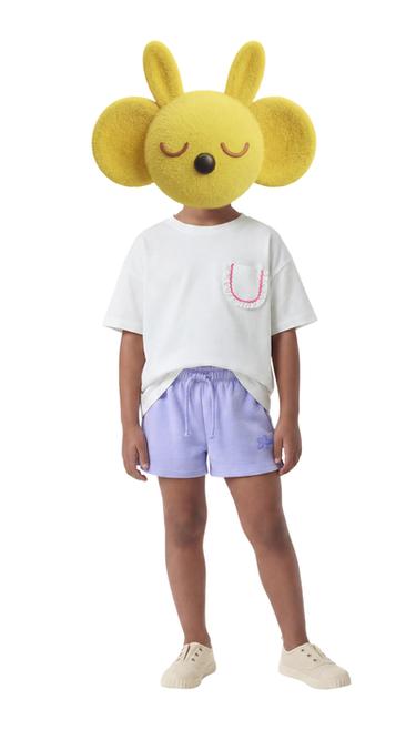 PLUSH BERMUDA SHORTS WITH RUBBERISED APPLIQUÉ - Blue / Lavender by Zara