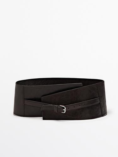 Cinturón fajín piel napa - Marrón de Zara