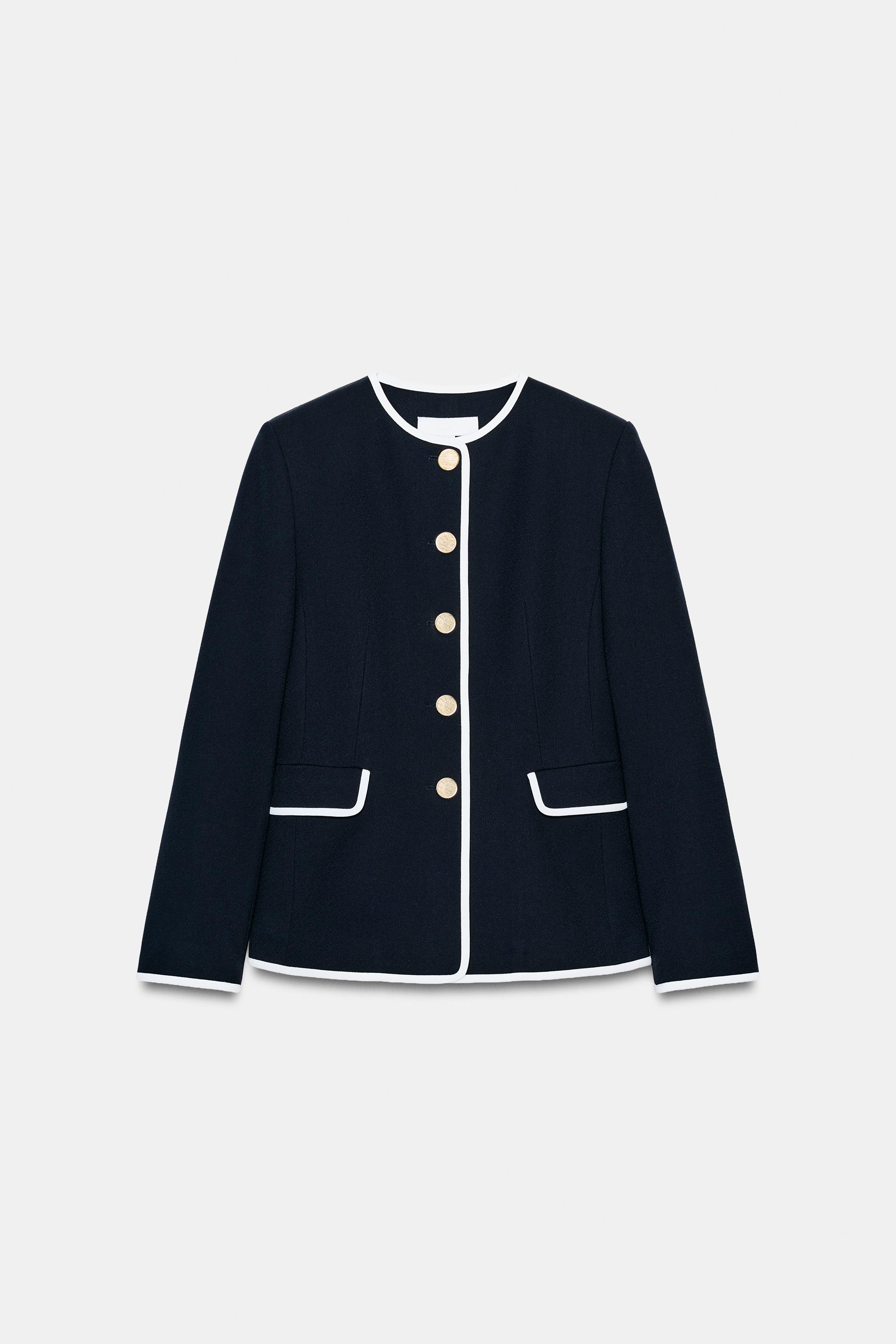 BLAZER À LISERÉS EN CONTRASTE