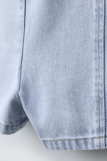 DENIM SHORT DUNGAREES WITH BOWS - Blue by Zara - Image 3