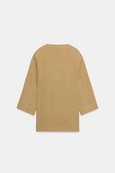 VESTE CROISÉE À FENTES LATÉRALES ENSEMBLE - Marron clair de Zara - Image 7