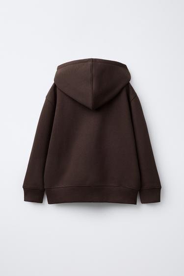 BASIC ZIP-UP HOODIE - Brown by Zara - Image 1