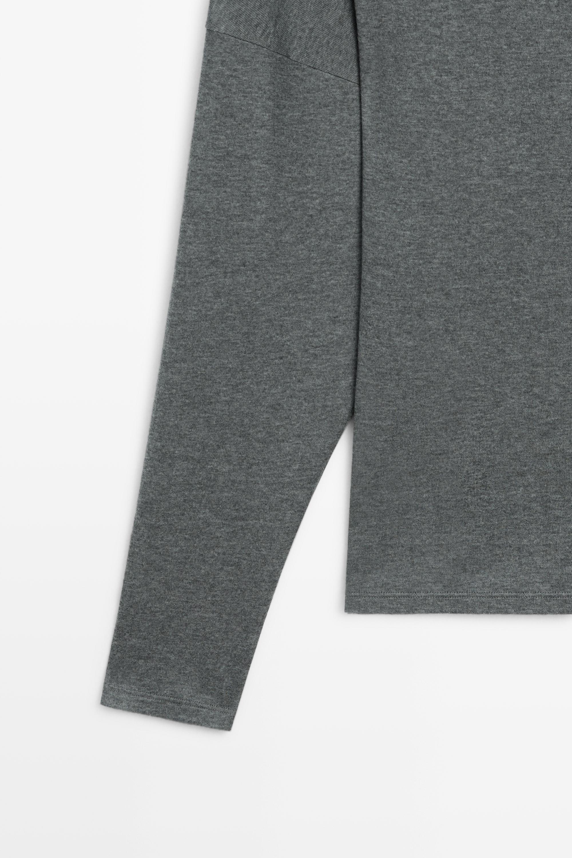 Funnel neck knit T-shirt
