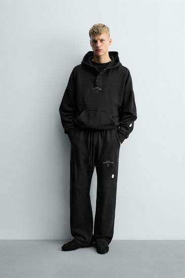 X SR_A 캥거루 후드 스웨트셔츠 - Zara 블랙