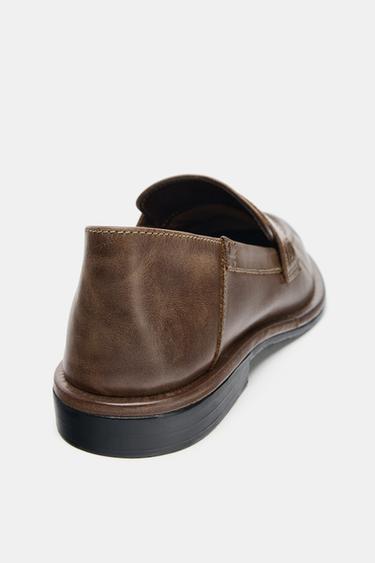 LEATHER PENNY LOAFERS - Brown by Zara - Image 4
