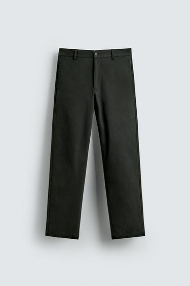 Zara SKINNY FIT CHINO PANTS - Dark green