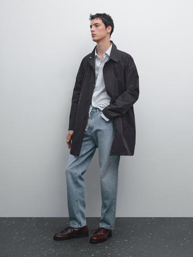 Zara Packable water-repellent trench coat - Dark navy