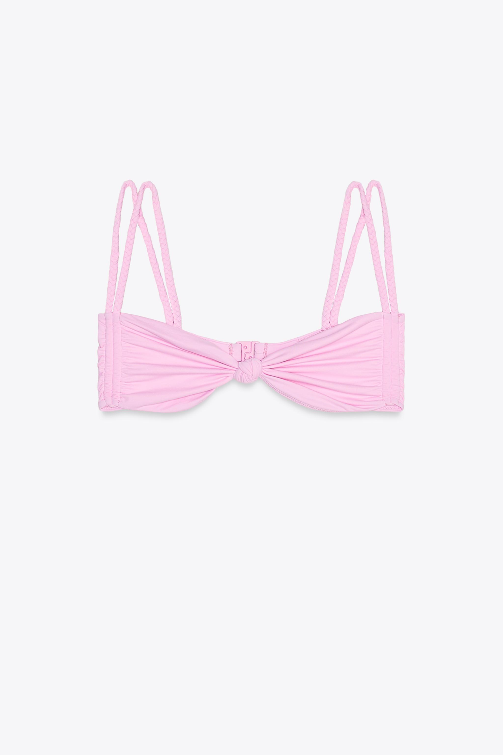DOUBLE BRAID STRAP BIKINI TOP - Plum | ZARA Spain
