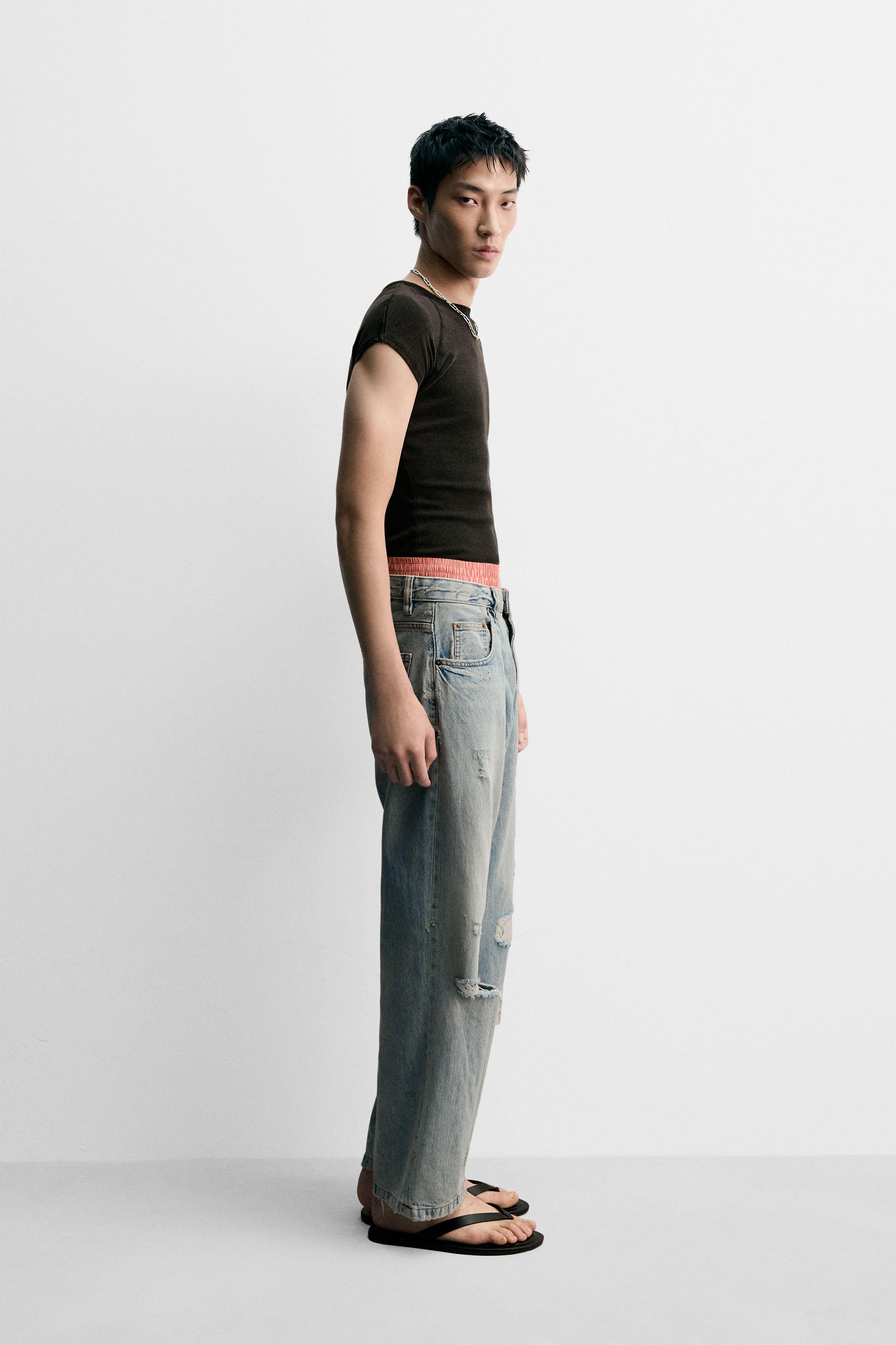 【(^^)】ZARA ヴィンテージ加工バギーフィットジーンズ タグ付き新品☆ZARAのヴィンテージ加工バギーフィットジーンズ