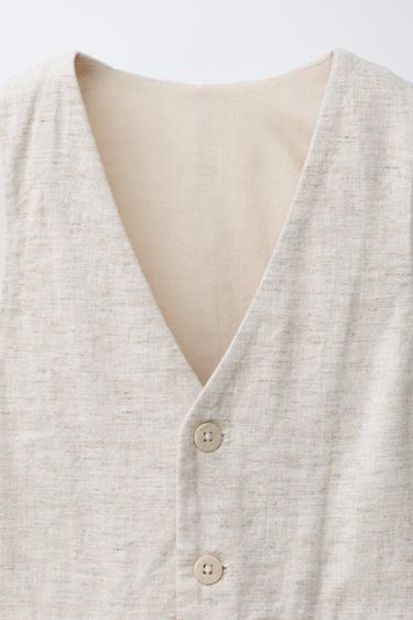LINEN BLEND SUIT WAISTCOAT - Light beige by Zara - Image 2