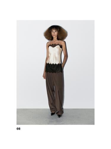 Zara Satin-effect camisole top - STUDIO - Ecru
