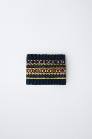 Zara JACQUARD KNIT NECK WARMER - Blue - Image 0