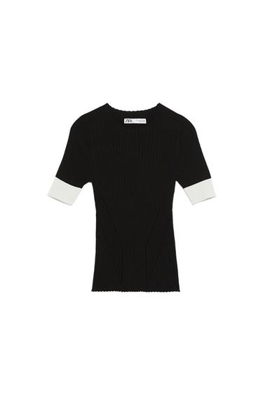 TWO-TONE KNIT SWEATER