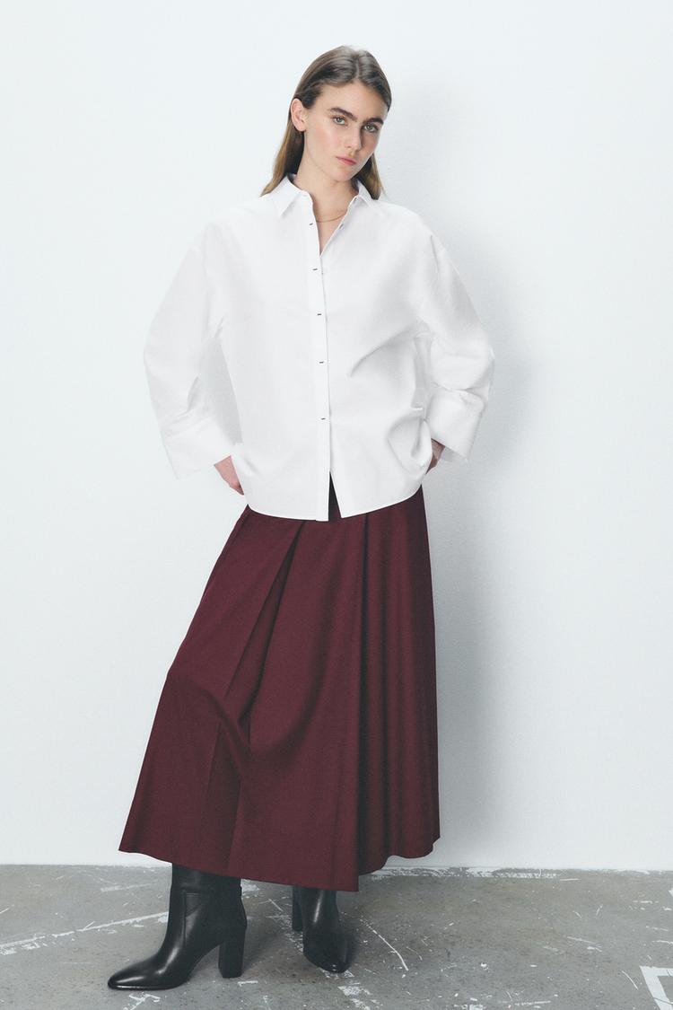 CAMISA POPELÍN OVERSIZE CONTRASTE Blanco ZARA Chile