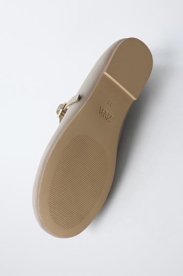 BALLERINES EN CUIR - Gris taupe de Zara - Image 6