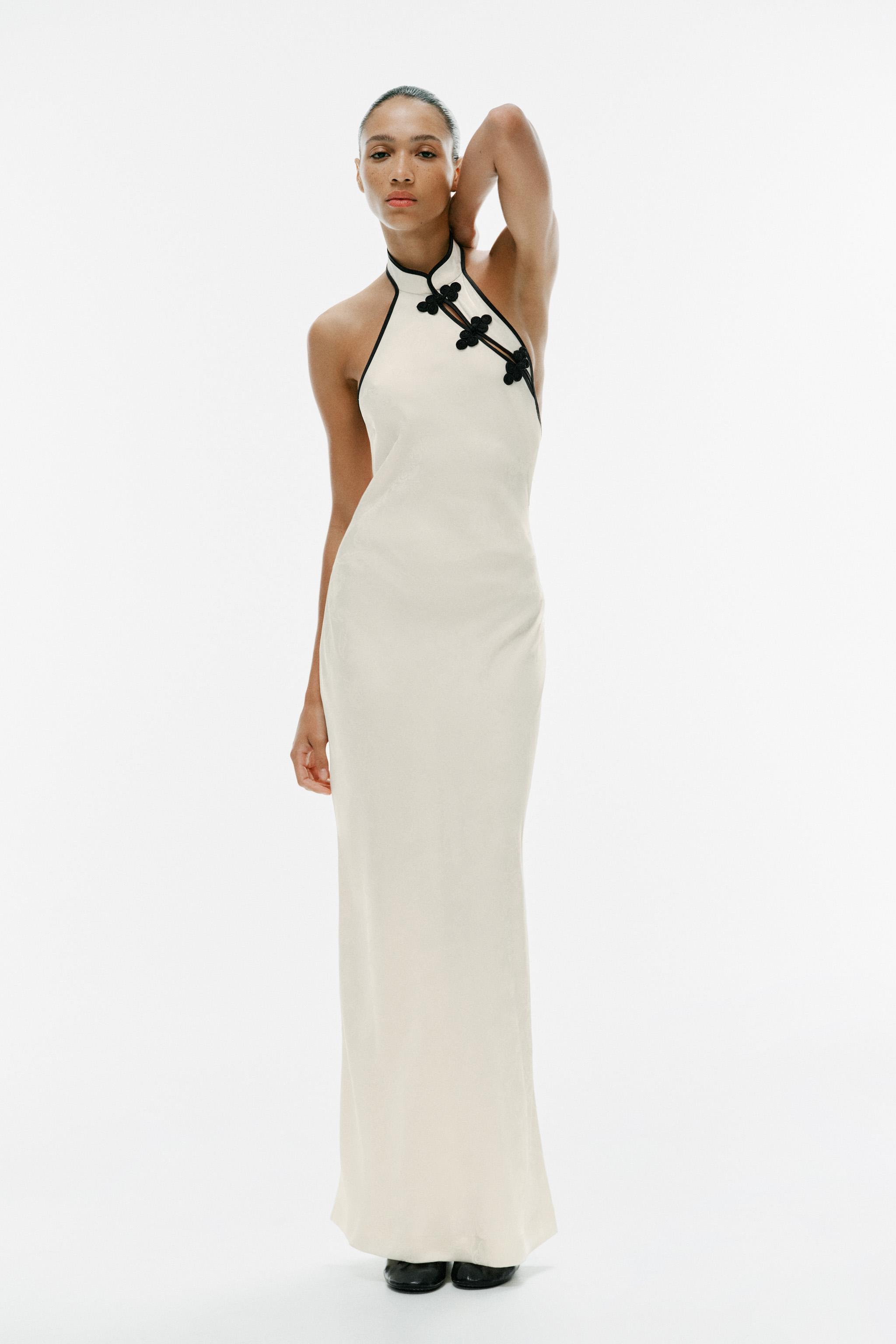 JACQUARD MIDI DRESS WITH FROG FASTENING