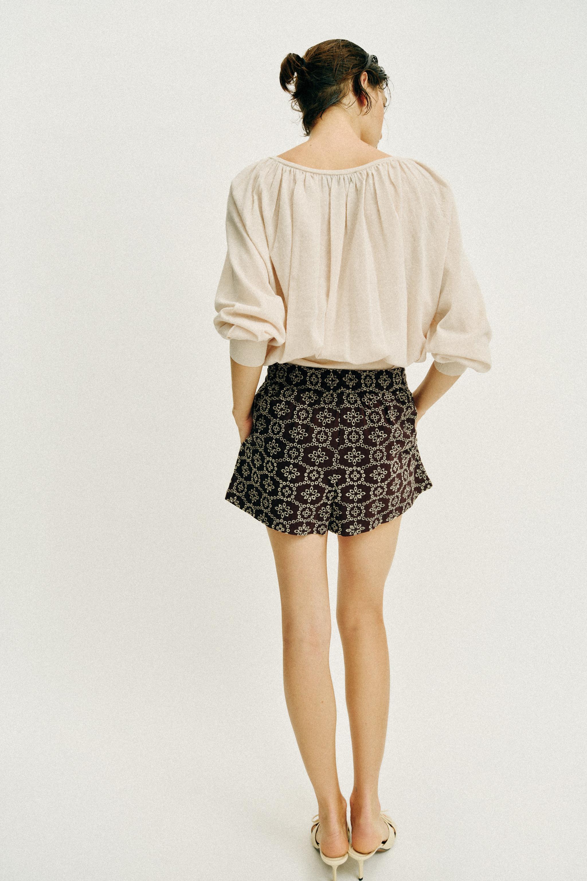 PERFORATED EMBROIDERED SHORTS