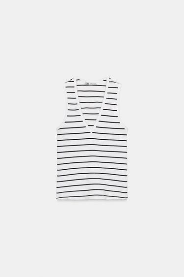 Zara V-NECK TOP - Black / White