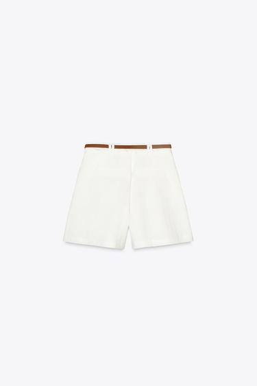 BELTED BERMUDA SHORTS WITH DARTS - White by Zara - Image 5
