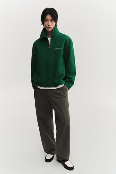 Zara 刷紋燈籠版型長褲 - 深卡其色