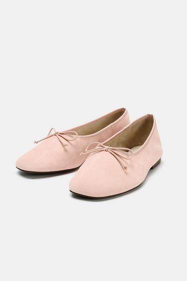 BALLERINES EN DAIM AVEC NŒUD - Rose de Zara - Image 2