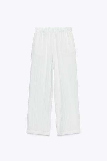 RUSTIC WIDE-LEG TROUSERS - White by Zara - Image 5