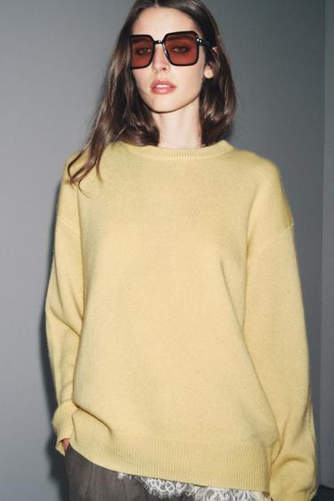 LONG SLEEVE 100% CASHMERE JUMPER - Yellow by Zara