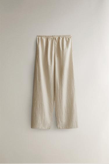 SATIN FINISH TROUSERS - Beige by Zara - Image 0