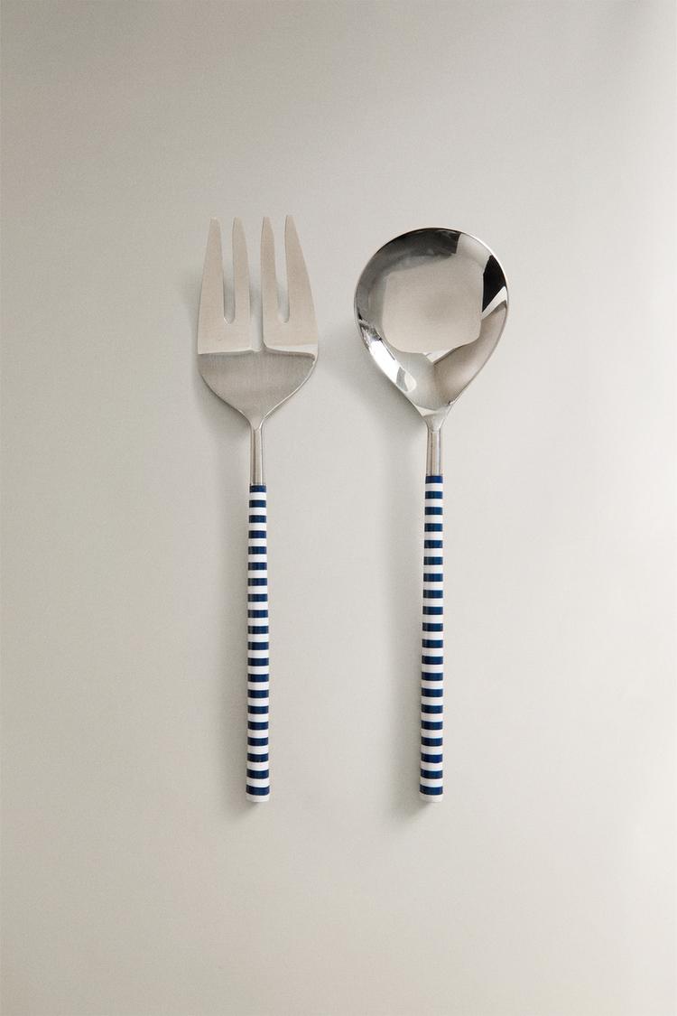 Set Di 2 Posate Da Insalata In Plastica | Colore Blu Trasparente | Lavabili In Lavastoviglie - Foto 2