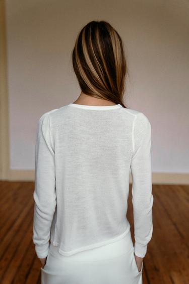 PULL EN MAILLE FLUIDE - écru-blanc de Zara - Image 3