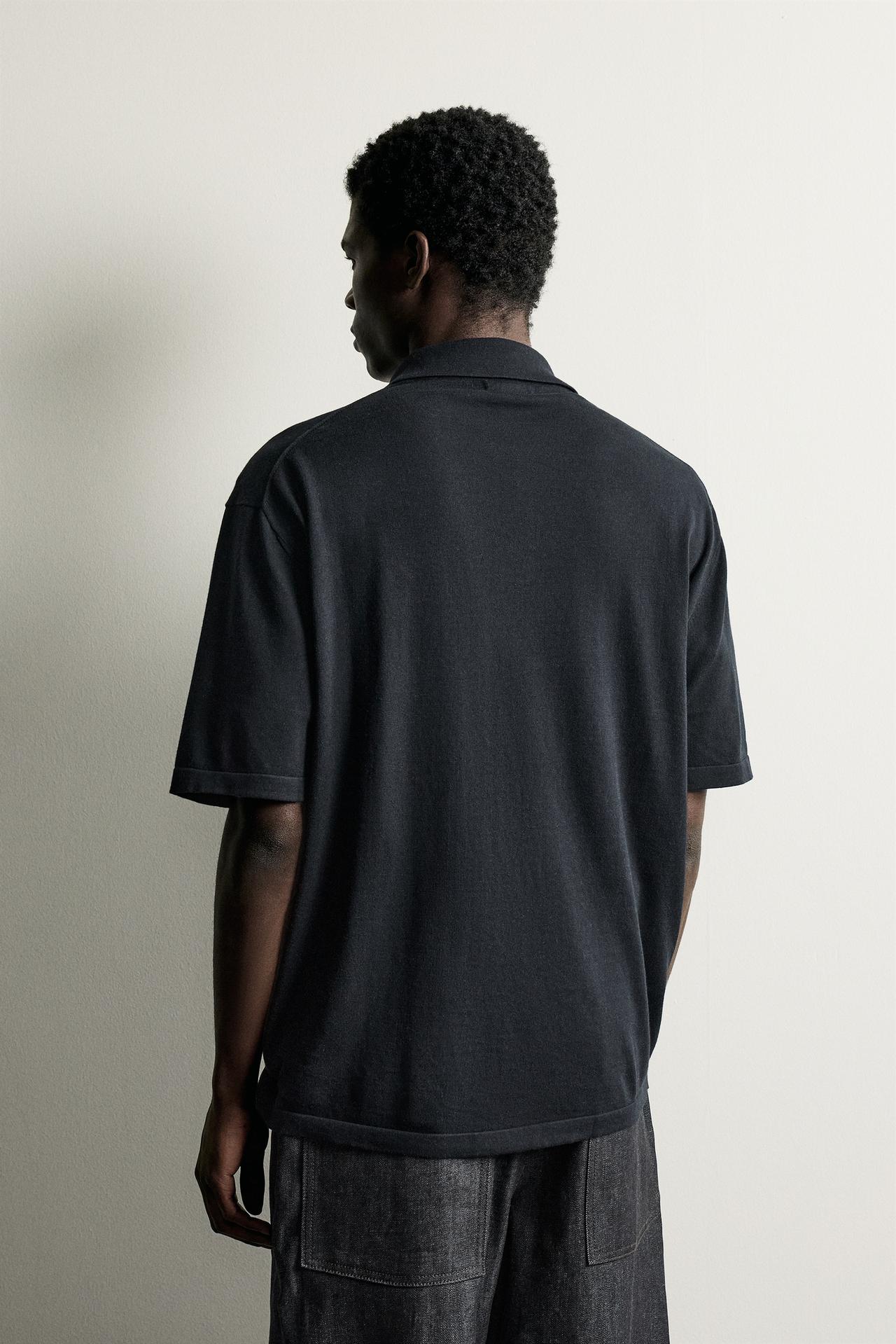 REGULAR FIT COTTON BLEND KNIT POLO — Dark navy