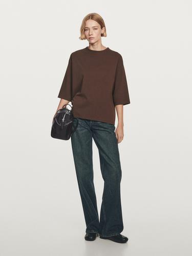 Zara Oversize heavy weight T-shirt - Brown