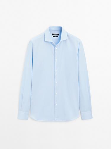 Zara Slim fit fine striped shirt - Sky blue