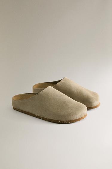 MINIMALIST LEATHER CLOGS - Grey by Zara - Image 1