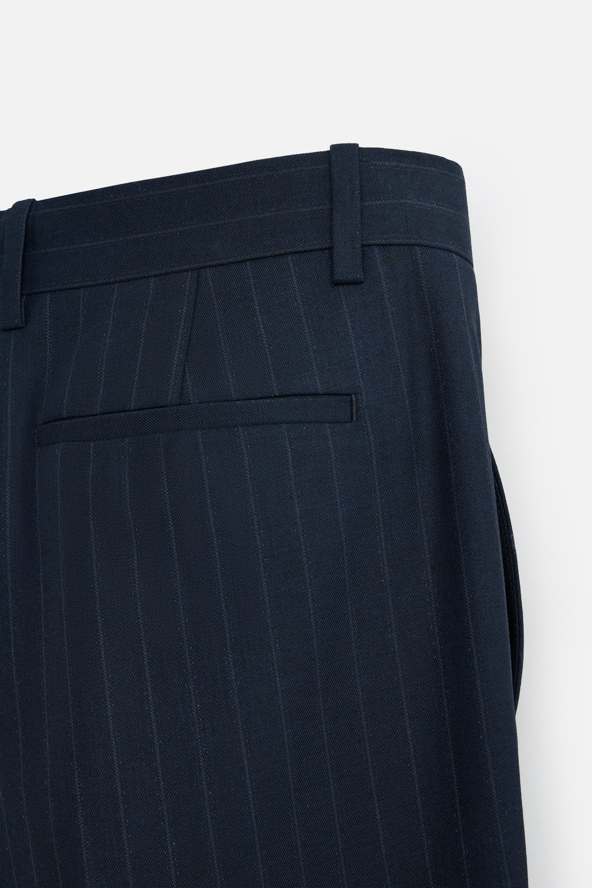 ★ドイツ発*ZARA*新作*ピンストライプスラックス/NAVY BLUE★ ☆ドイツ発*ZARA*新作*ピンストライプスラックス/NAVY BLUE