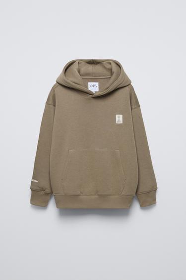 EMBROIDERED HOODIE - camel by Zara