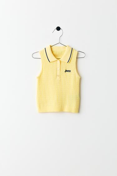 CABLE-KNIT POLO TOP PENN © - Lemon by Zara