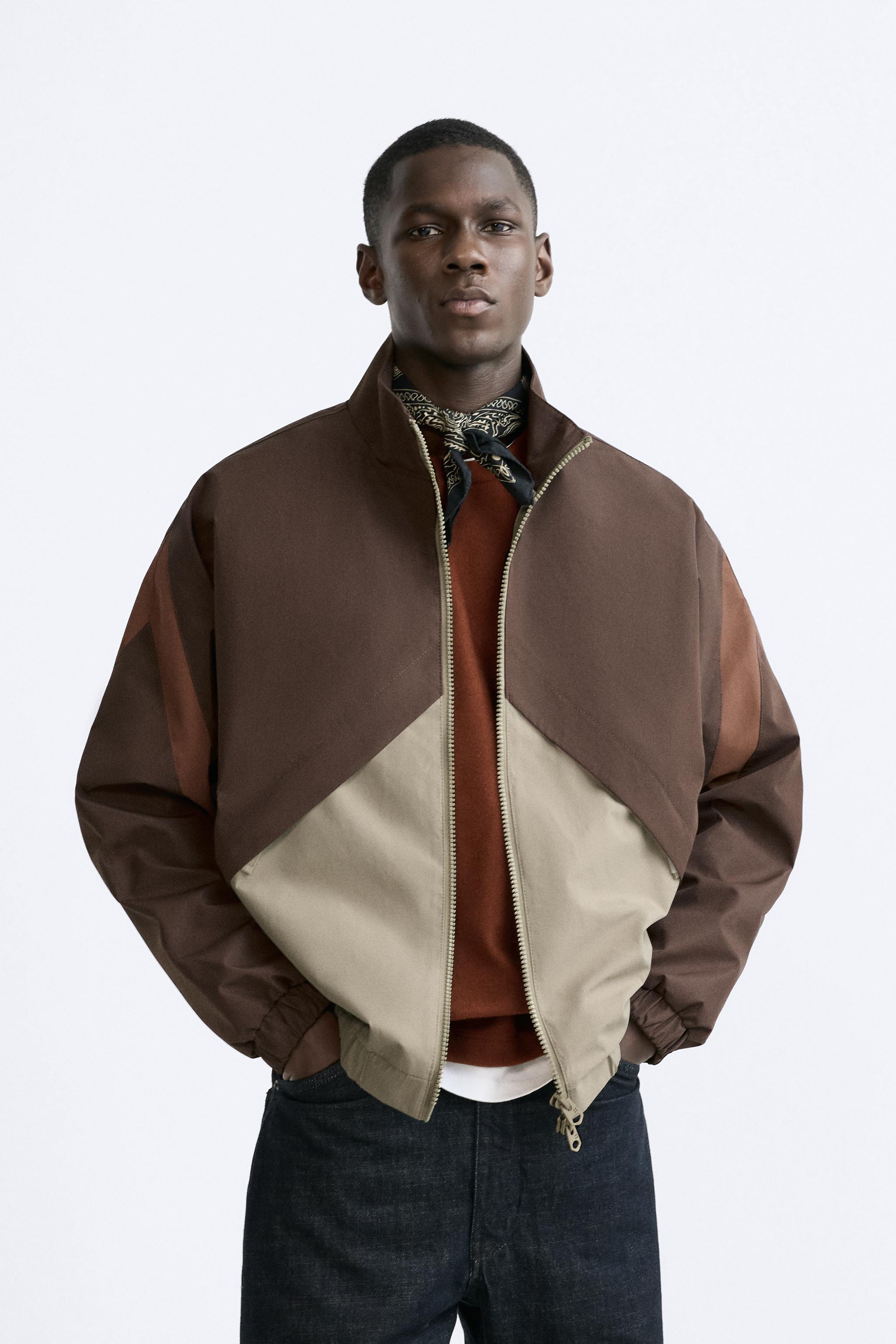 TECHNICAL COLORBLOCK JACKET - Mink brown | ZARA United States