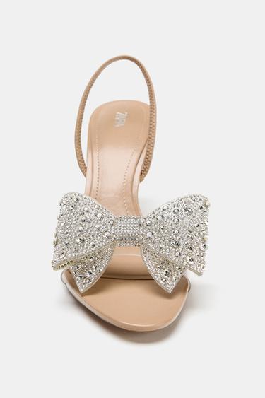 SPARKLY MAXI BOW SANDALS - Beige by Zara