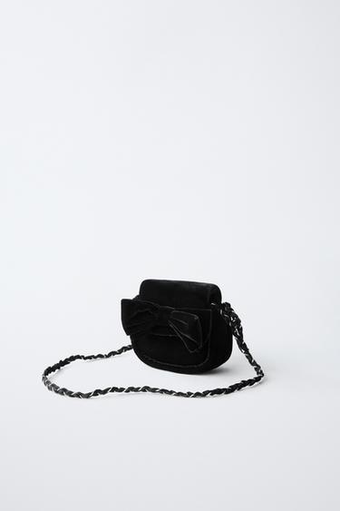 SAC BANDOULIÈRE NŒUD VELOURS - Noir de Zara - Image 1
