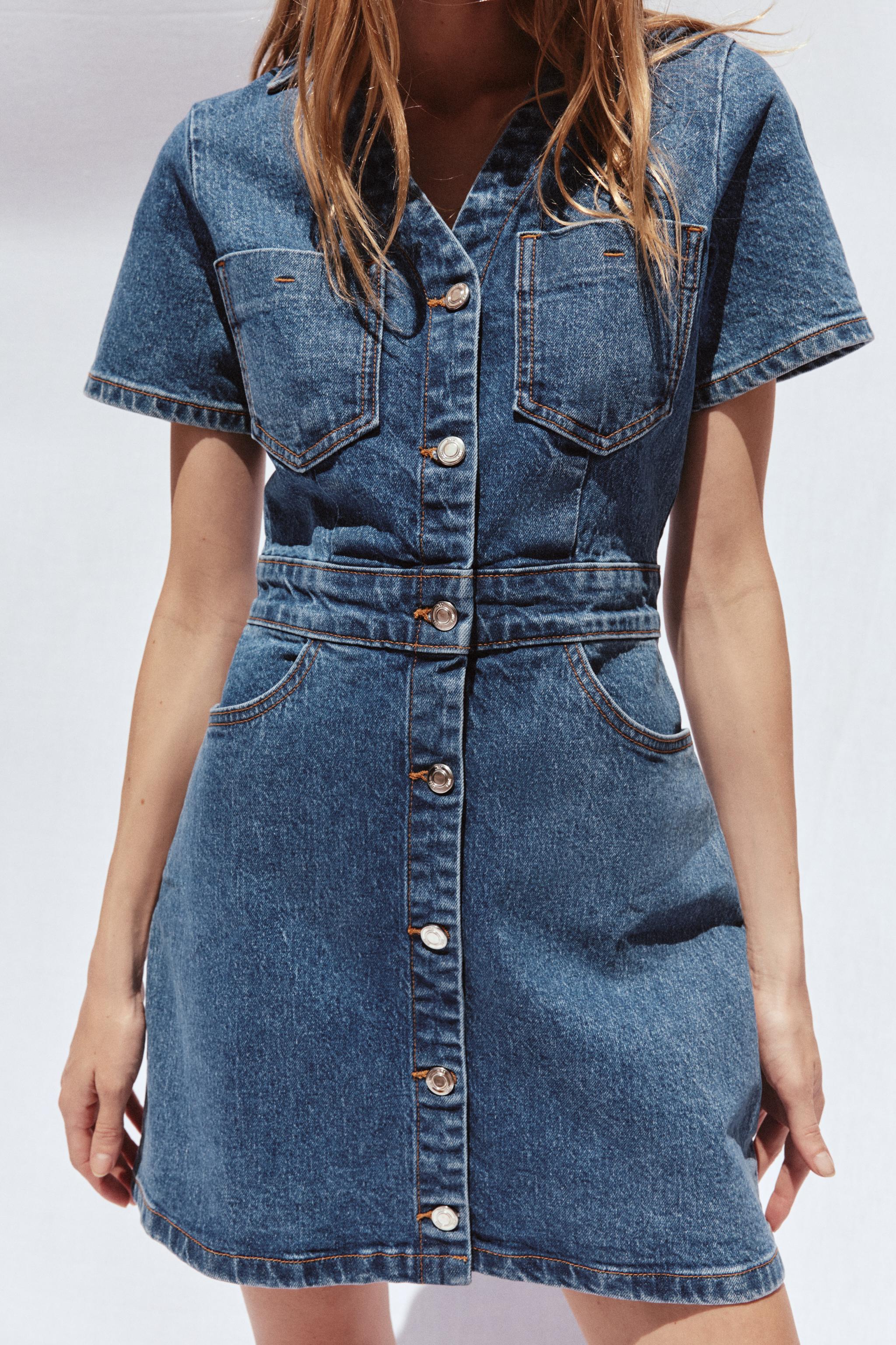 ★ZARA★ Z1975 MINI DENIM SHORT SLEEVE DRESS Z1975 MINI DENIM SHORT SLEEVE DRESS - Mid-blue | ZARA United
