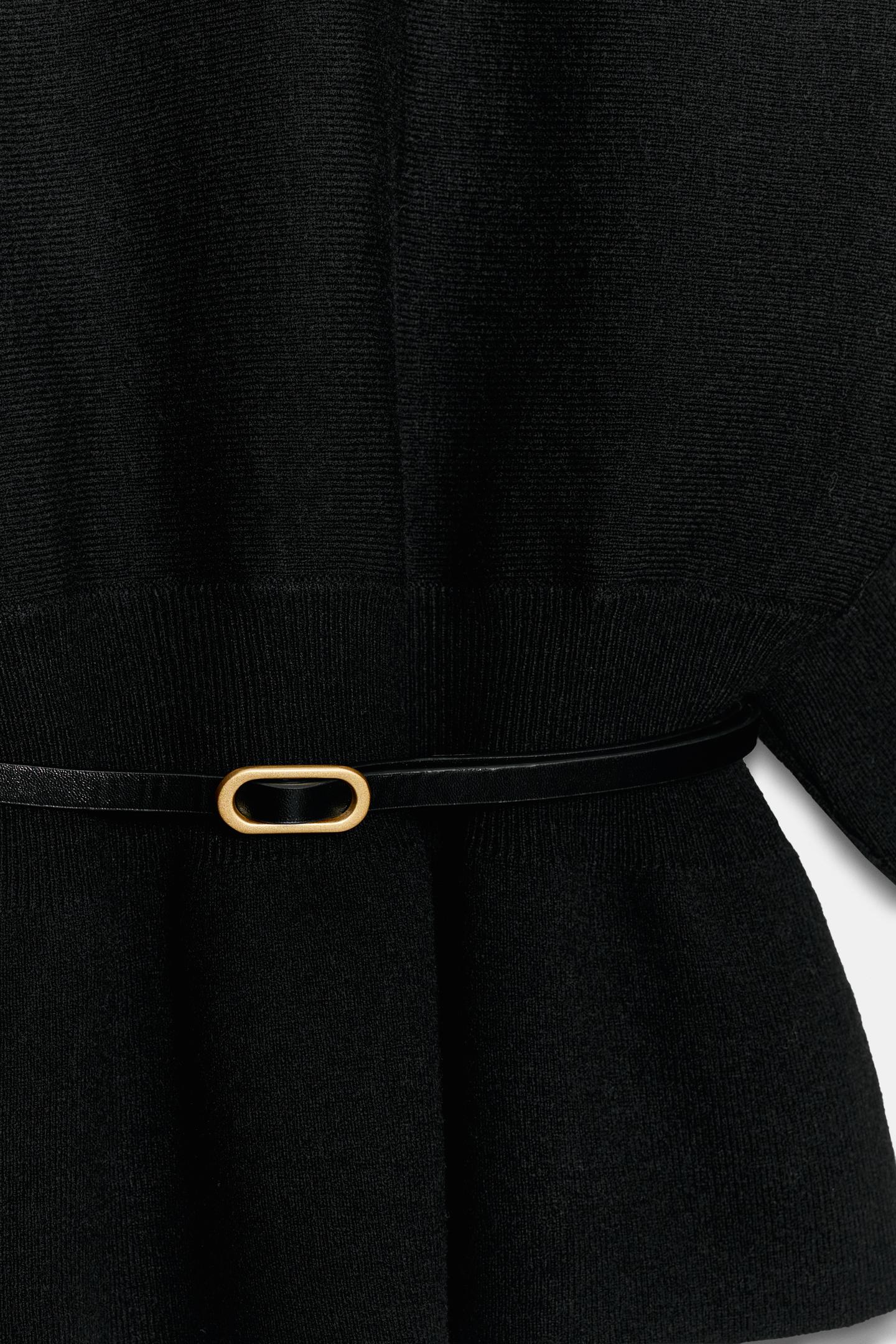 Женский свитер Zara Belted Knit, цвет: Чёрный — фото 8