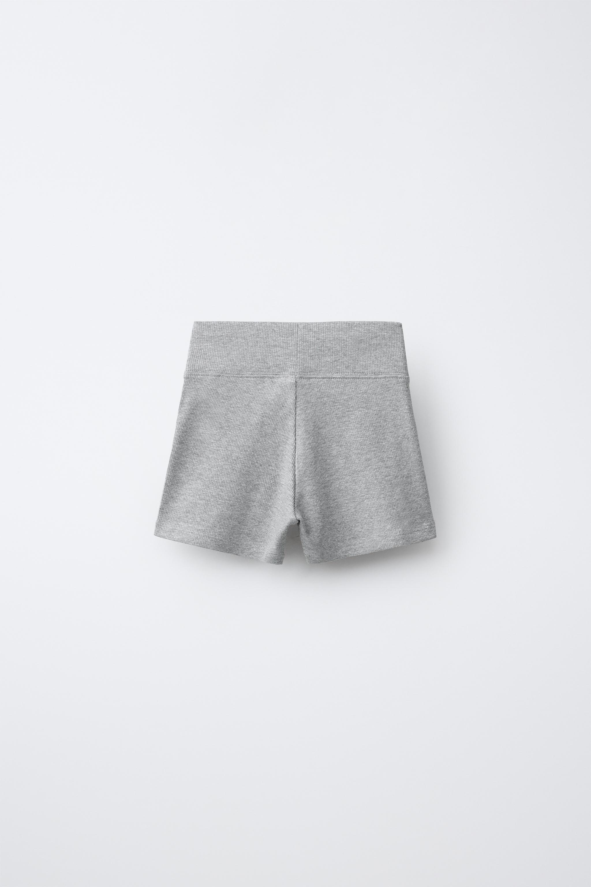 RIBBED SHORTS — Gray marl