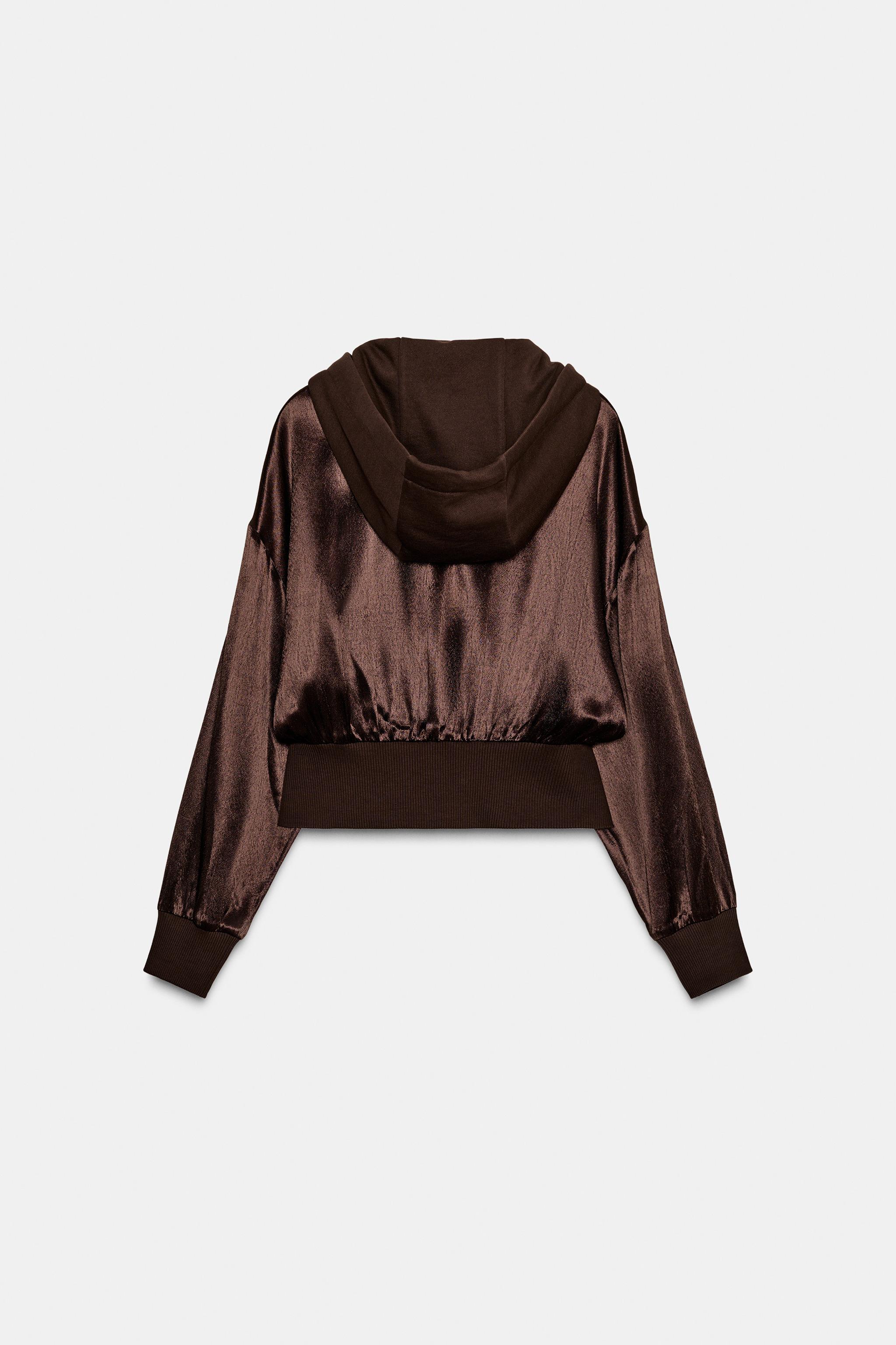 COMBINATION SATIN HOODIE SHIRT