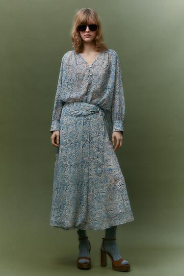 CAMISA ESTAMPADA - Cru / Azul da Zara