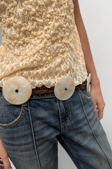 RESIN DISC CORD BELT - Brown by Zara - Image 1