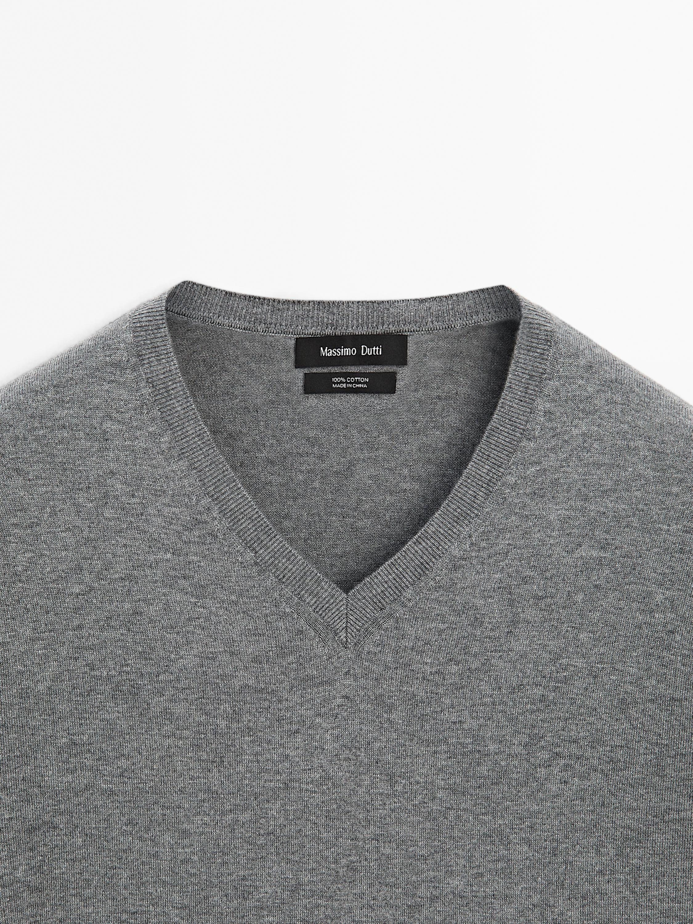 V-neck knit sweater